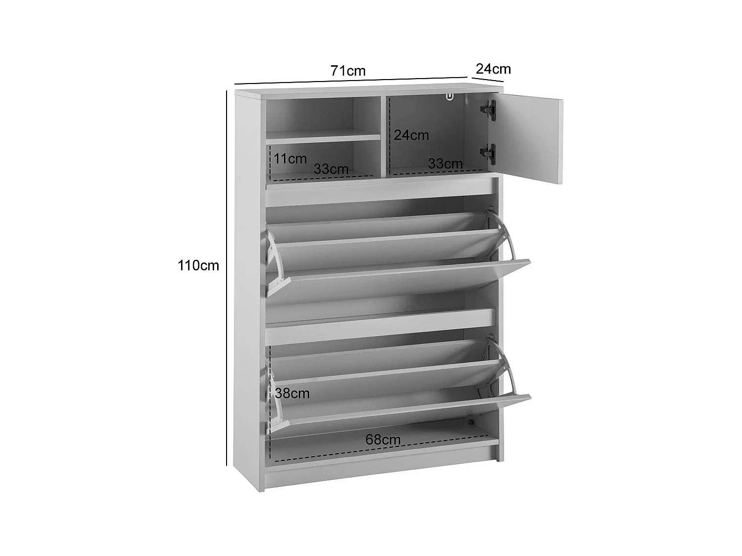 Meuble à Chaussures Blanc 71x110 cm Étagère à Chaussures Blanc Moderne