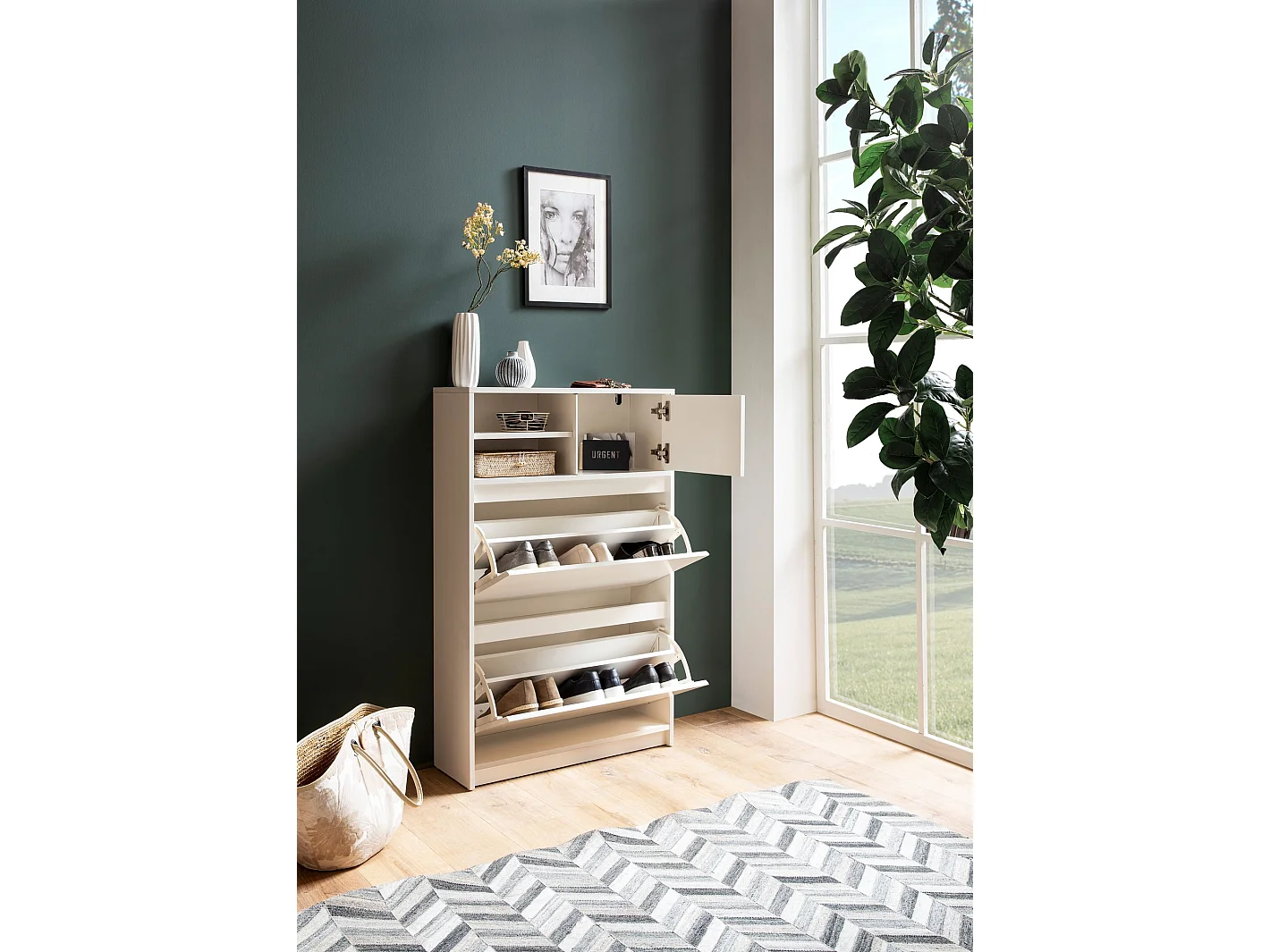 Meuble à Chaussures Blanc 71x110 cm Étagère à Chaussures Blanc Moderne