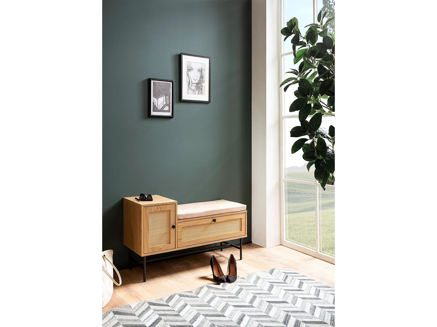 Banc de Rangement à Chaussure Entrée 100 cm Étagère a Chaussures Chêne