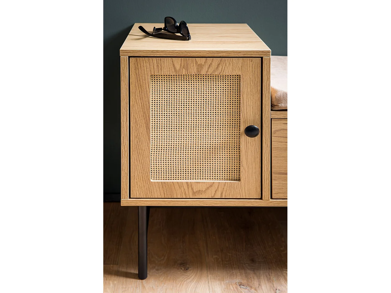 Banc de Rangement à Chaussure Entrée 100 cm Étagère a Chaussures Chêne