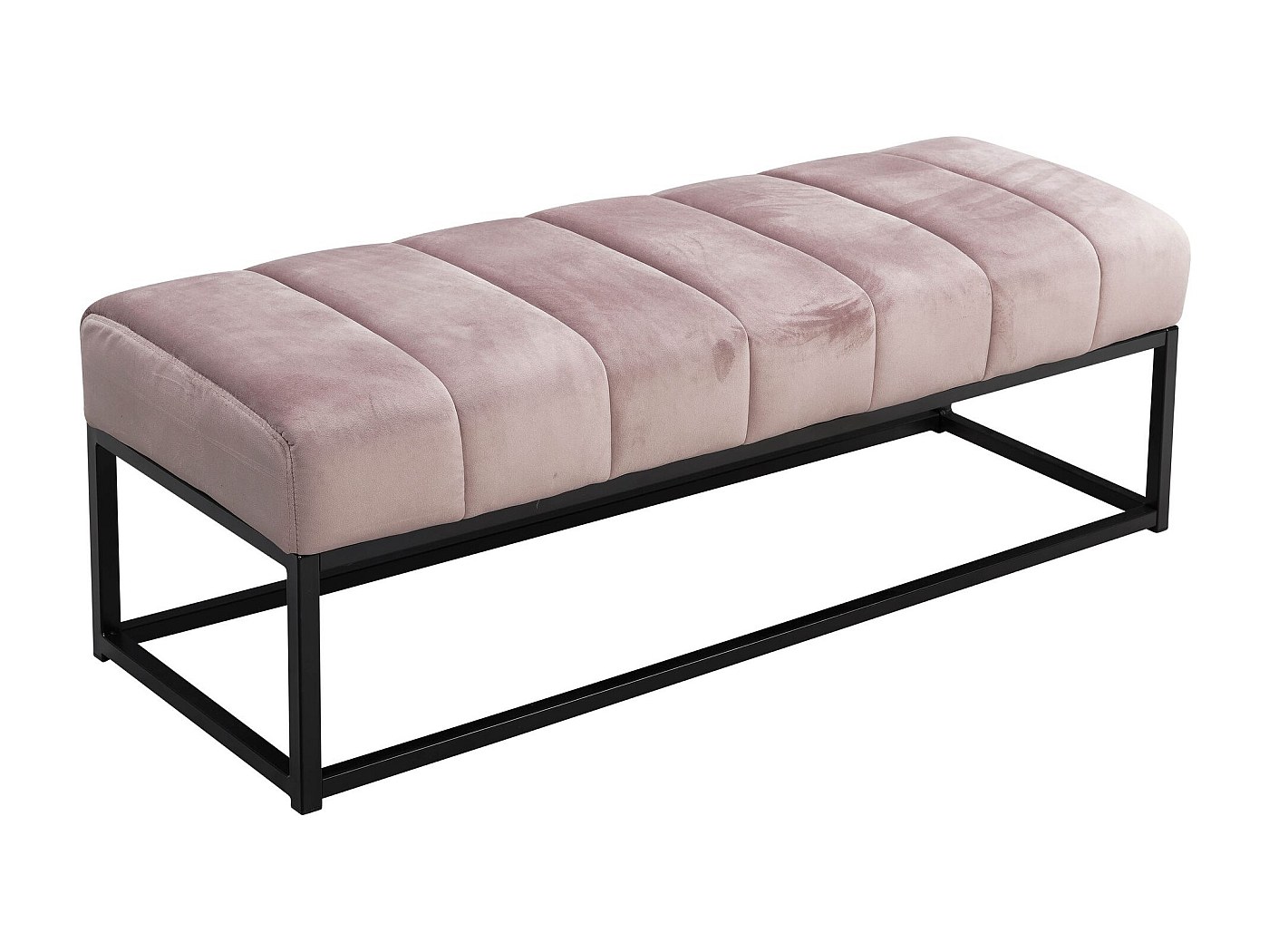 LORDLY Banquette Rembourrée Prudhomme NAT 80x40 Cm Velours Rose - Banc Capitonnè Élégant Avec Boutons Décoratifs - Pieds Hêtre Massif