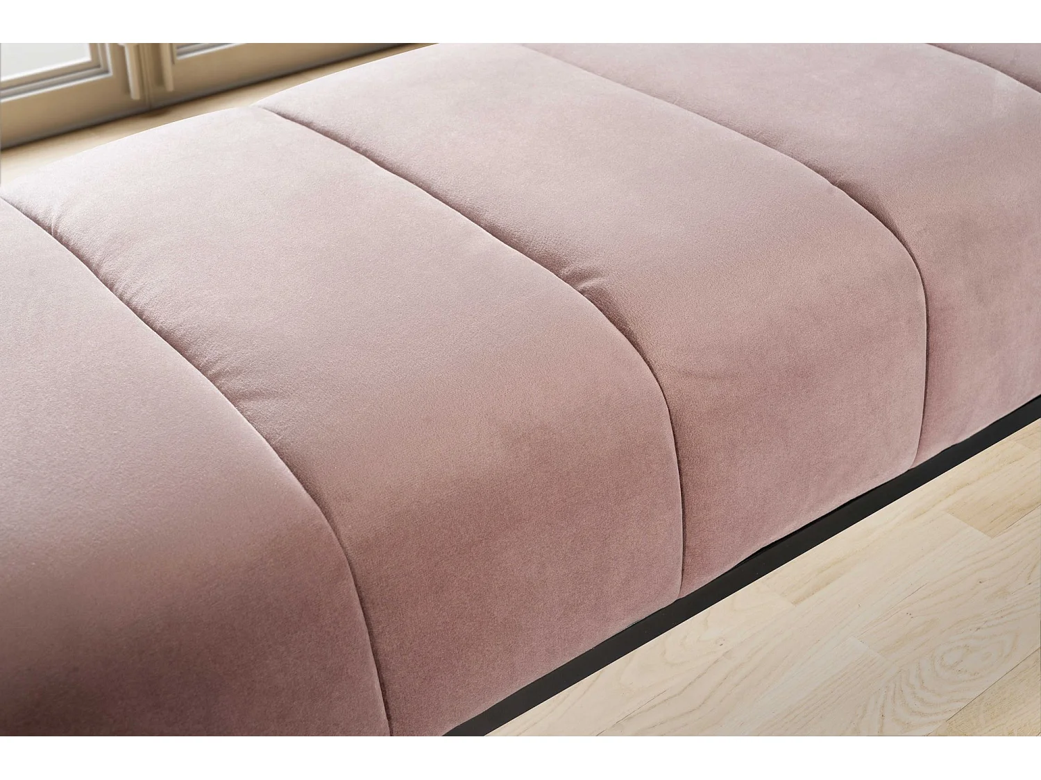 Banc 108 cm Velours Rembourré Banc Banquette Moderne Couloir Métal