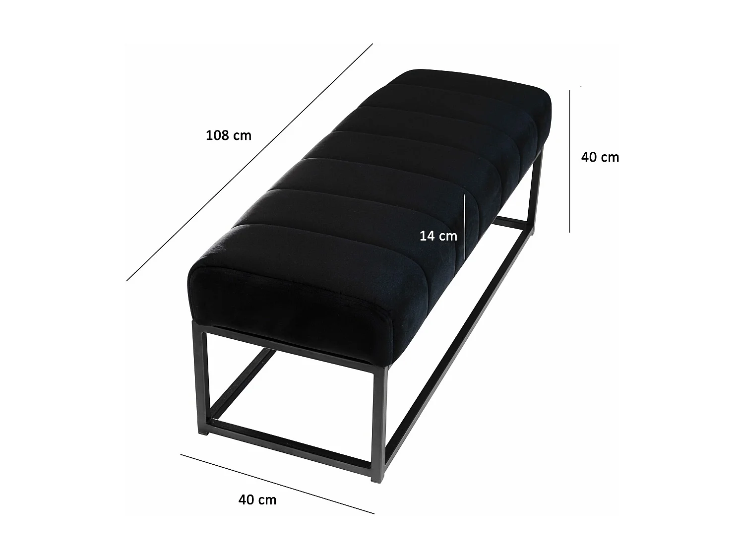 Banc 108 cm Velours Rembourré Banc Banquette Moderne Couloir Métal