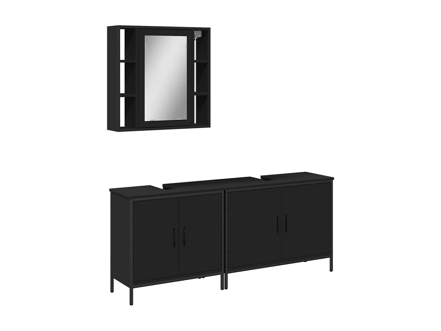 Ensemble d'armoires salle de bain 3 pcs noir bois d'ingénierie