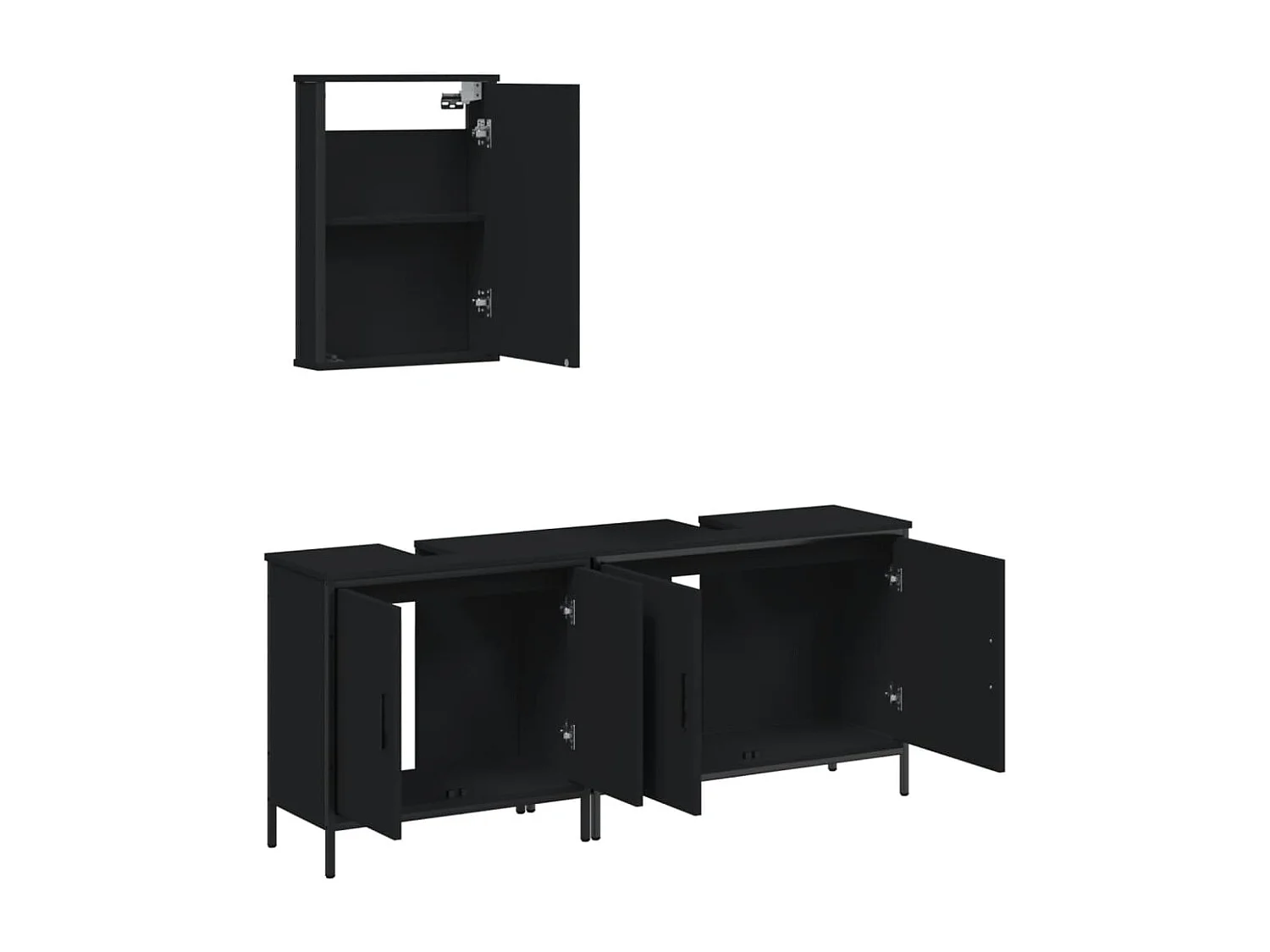 Ensemble de meubles salle de bain 3 pcs noir bois d'ingénierie
