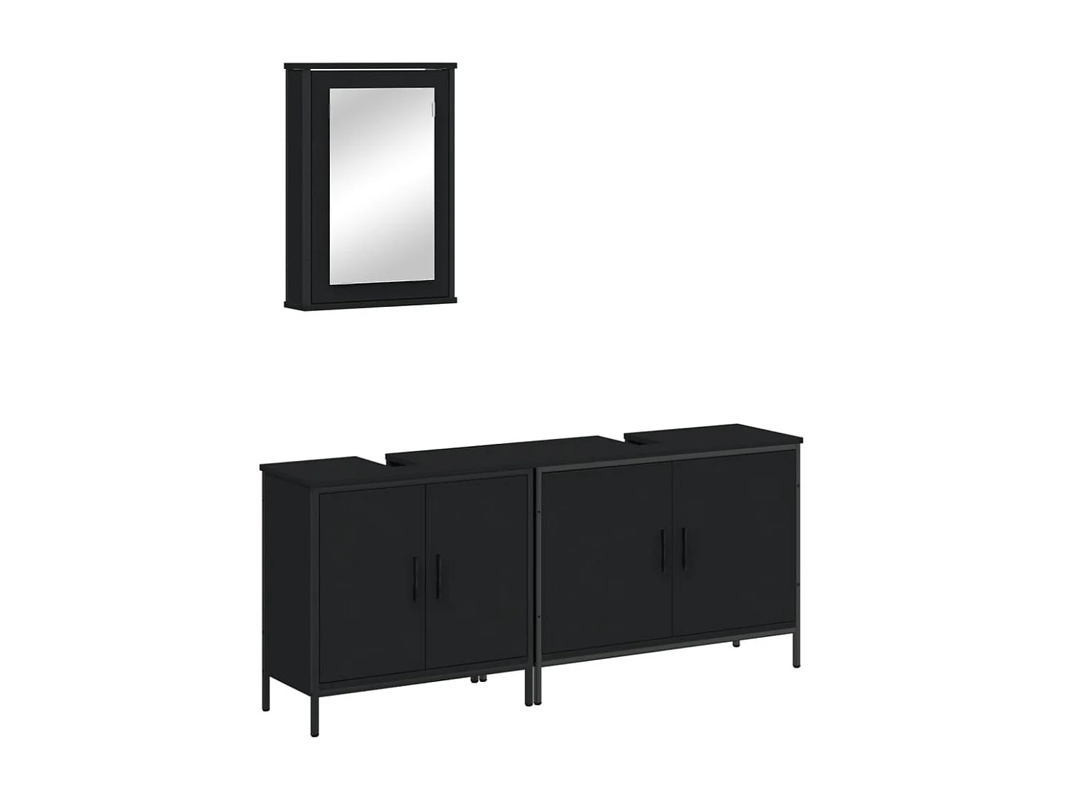 Ensemble de meubles salle de bain 3 pcs noir bois d'ingénierie