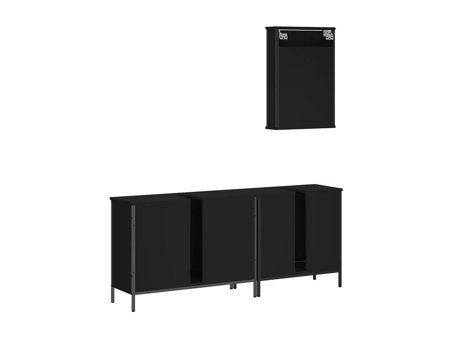 Ensemble de meubles salle de bain 3 pcs noir bois d'ingénierie