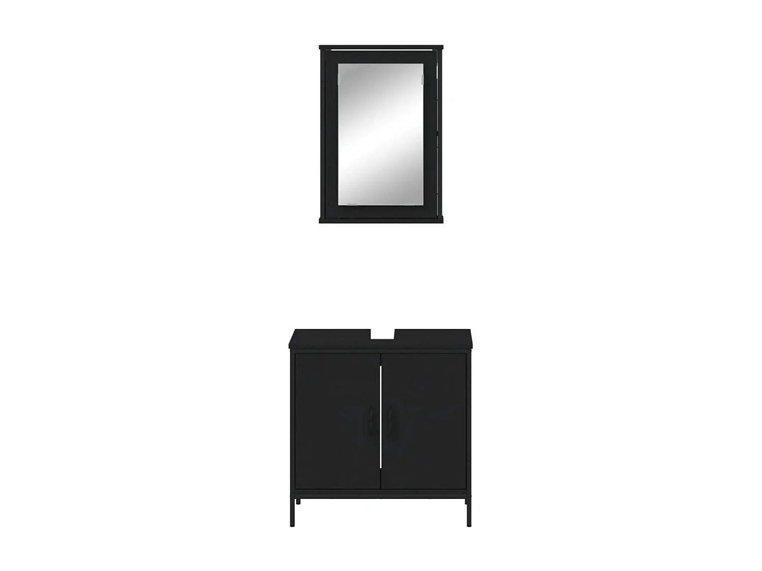 Ensemble de meubles salle de bain 2 pcs noir bois d'ingénierie