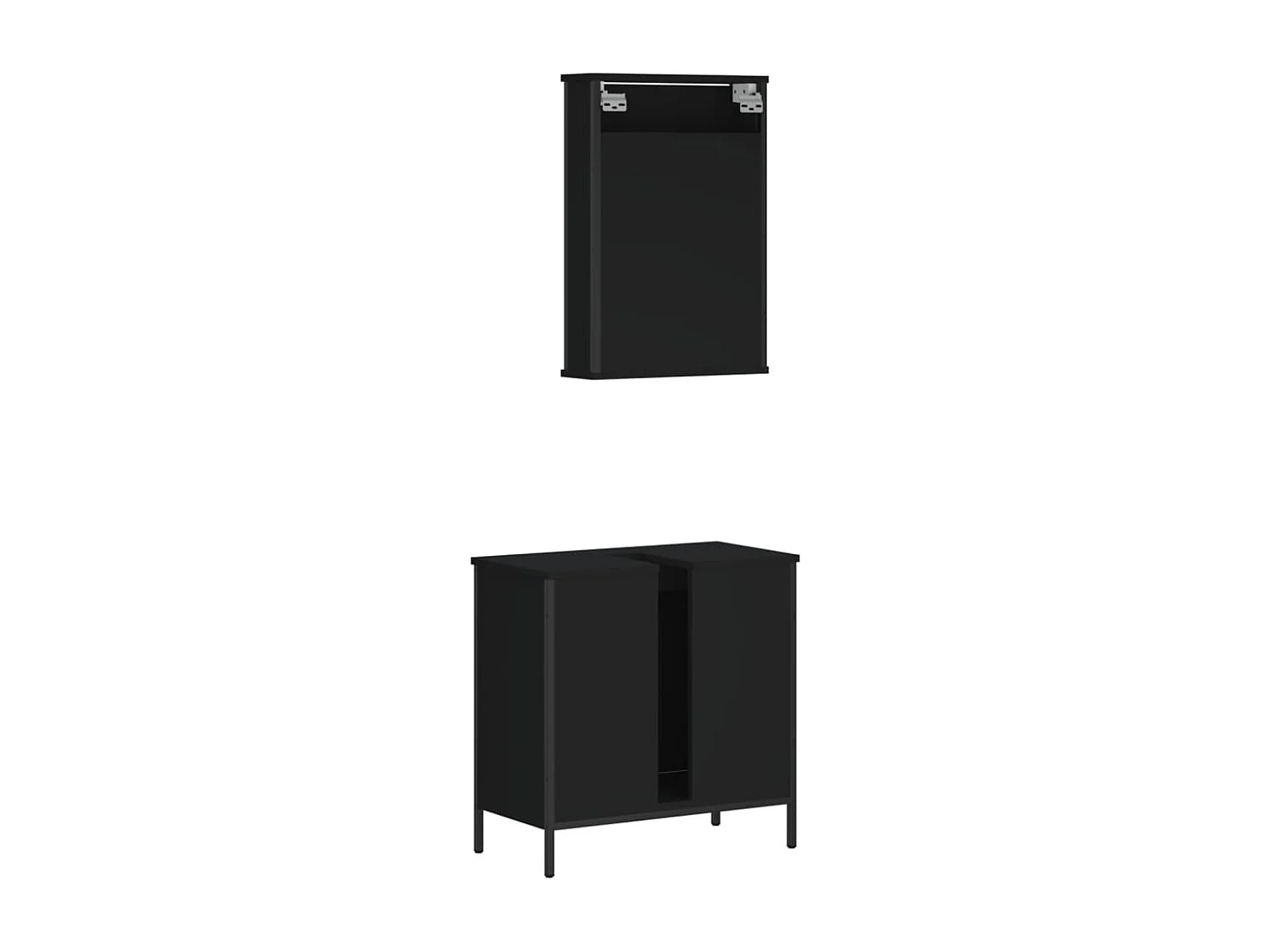 Ensemble de meubles salle de bain 2 pcs noir bois d'ingénierie