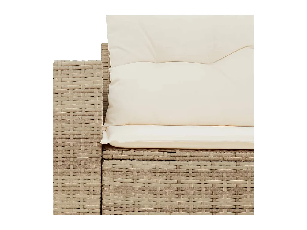 Canapé de jardin avec coussins 2 places beige résine tressée