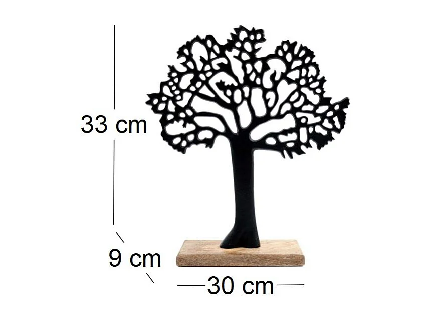 Arbre décoratif en aluminium noir et bois de manguier Arbre de vie