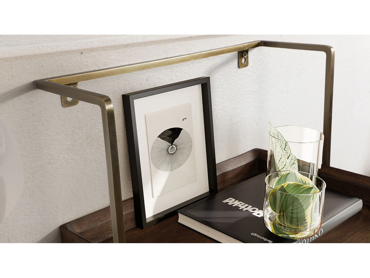 Table de Chevet Murale Bois Massif Métal Flottante de Nuit 44x45x35 cm