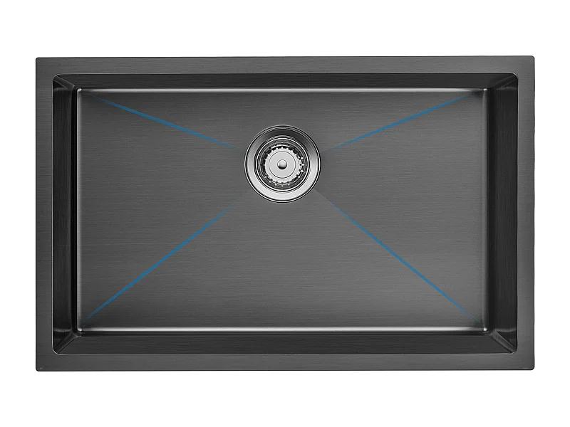 Lavello Cucina 1 Vassoio 70*44*19CM Lavello Montaggio Incasso,a Fiore o Sottopiano inossidabile 304 Lavello con Sifone/Troppo pieno,Nero,Modello UE