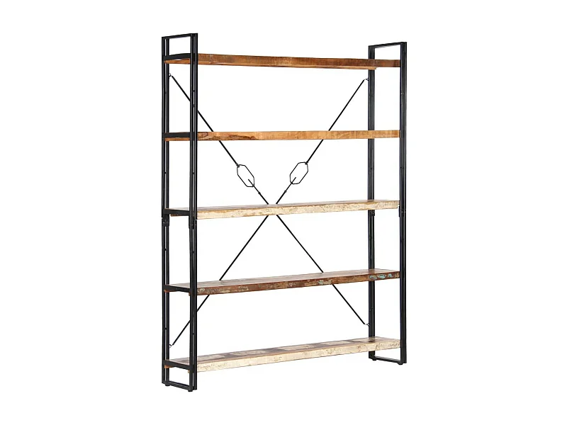Bibliothèque 5 niveaux 140x30x180 Bois solide de récupération