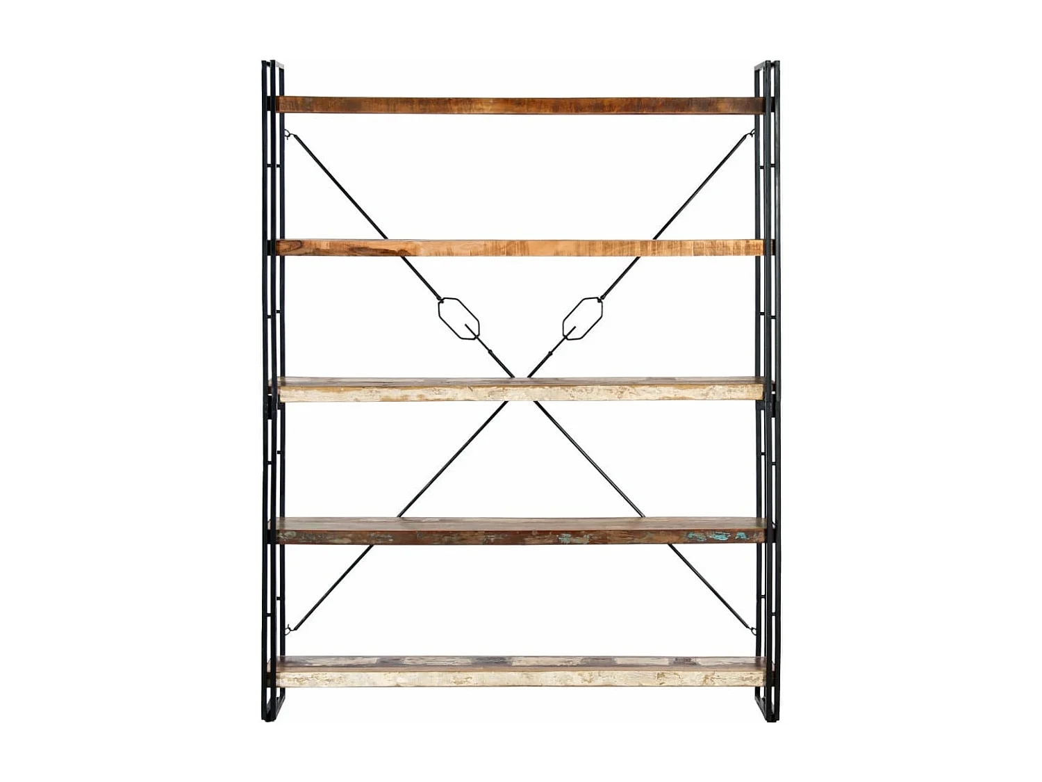 Bibliothèque 5 niveaux 140x30x180 Bois solide de récupération