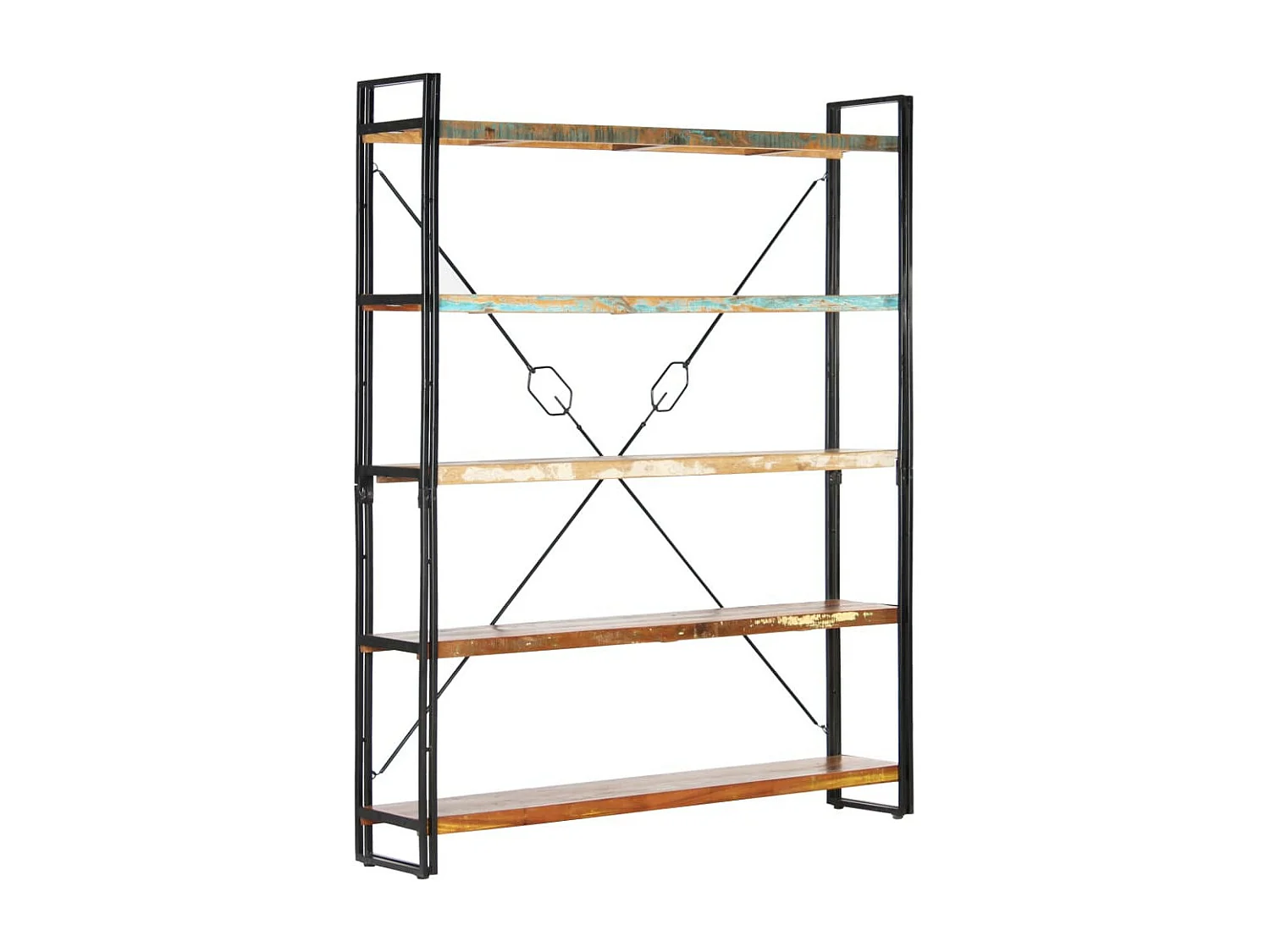 Bibliothèque 5 niveaux 140x30x180 Bois solide de récupération