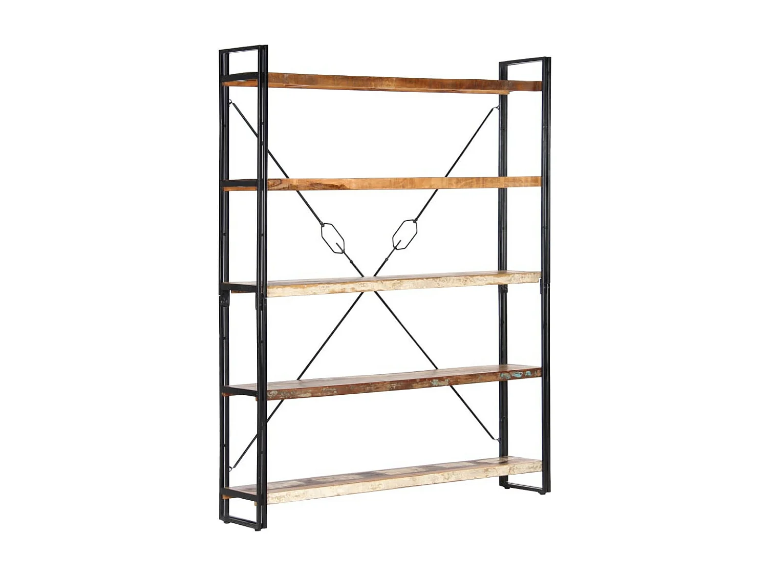 Bibliothèque 5 niveaux 140x30x180 Bois solide de récupération