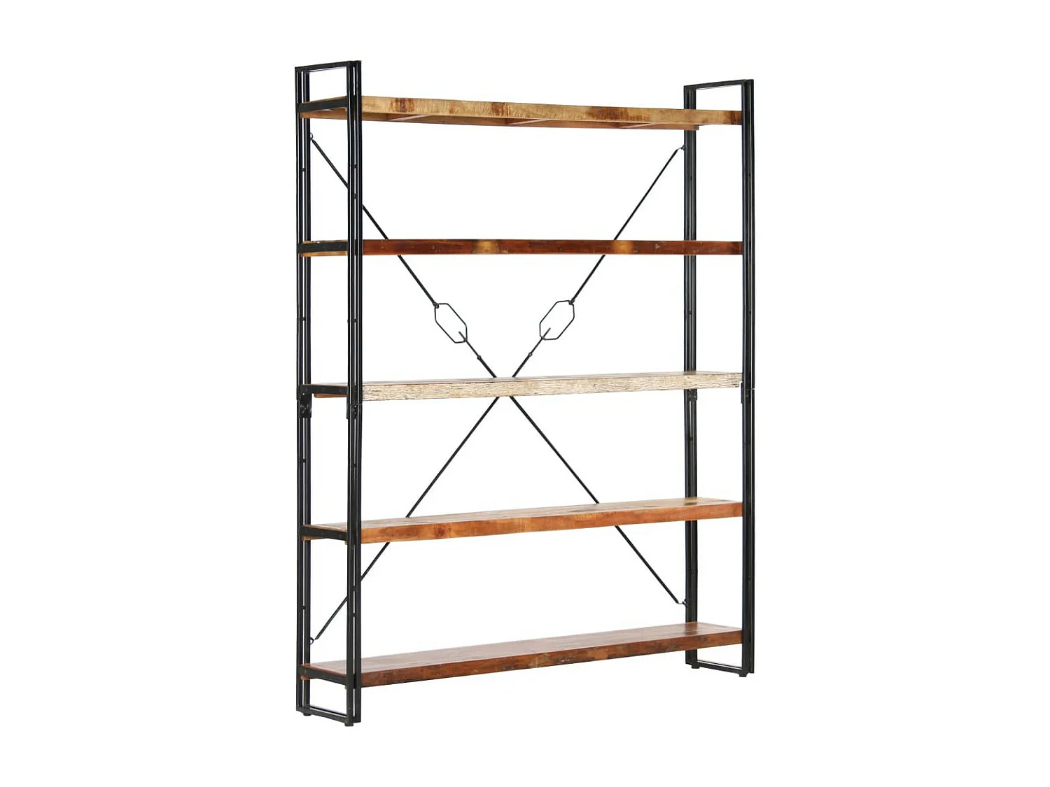 Bibliothèque 5 niveaux 140x30x180 Bois solide de récupération