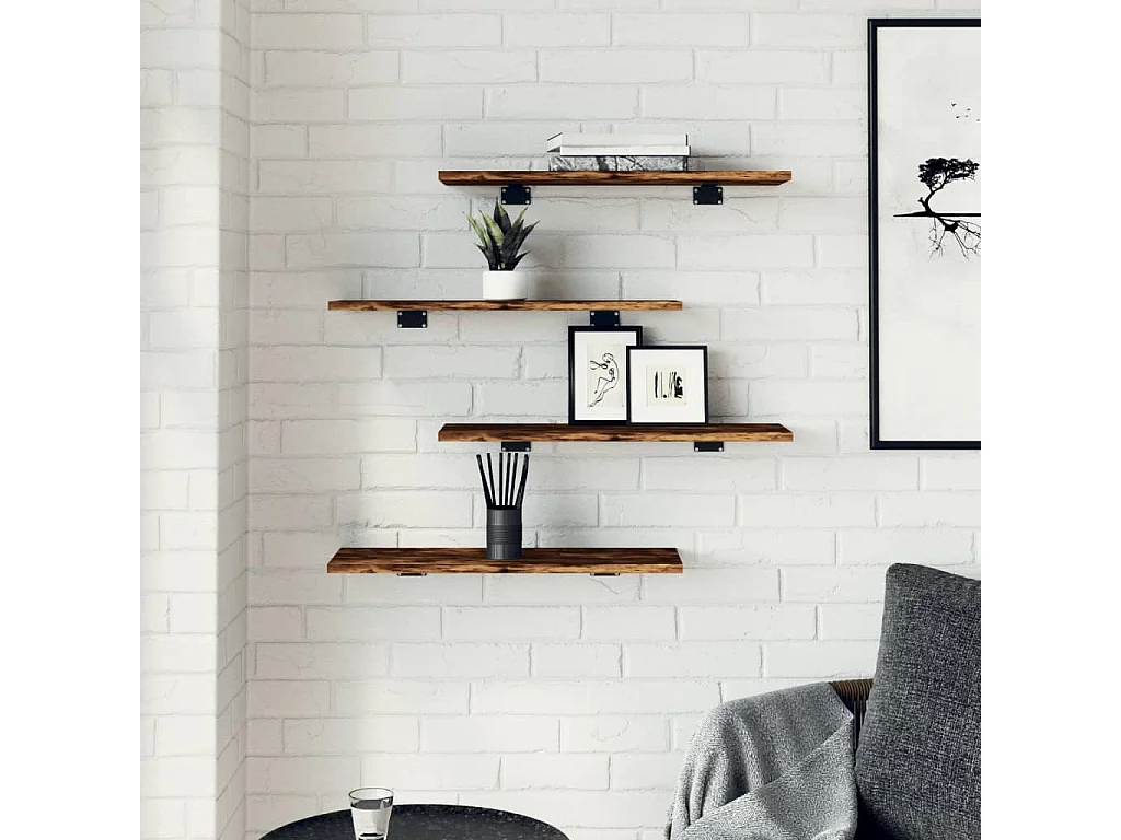 Étagères murales 4 pcs chêne fumé 60x20x1,5 bois d'ingénierie