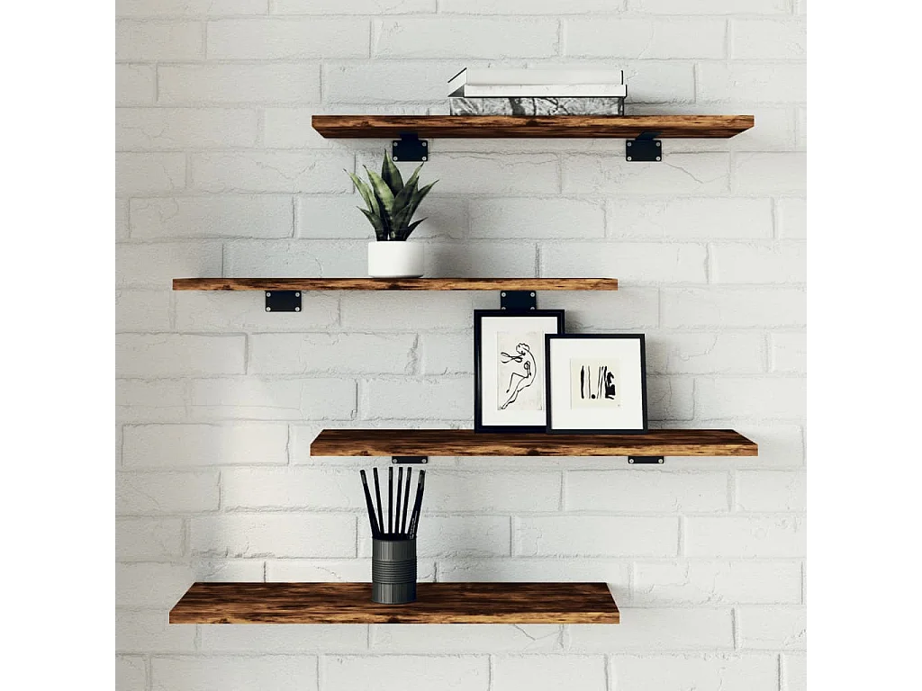Étagères murales 4 pcs chêne fumé 60x20x1,5 bois d'ingénierie