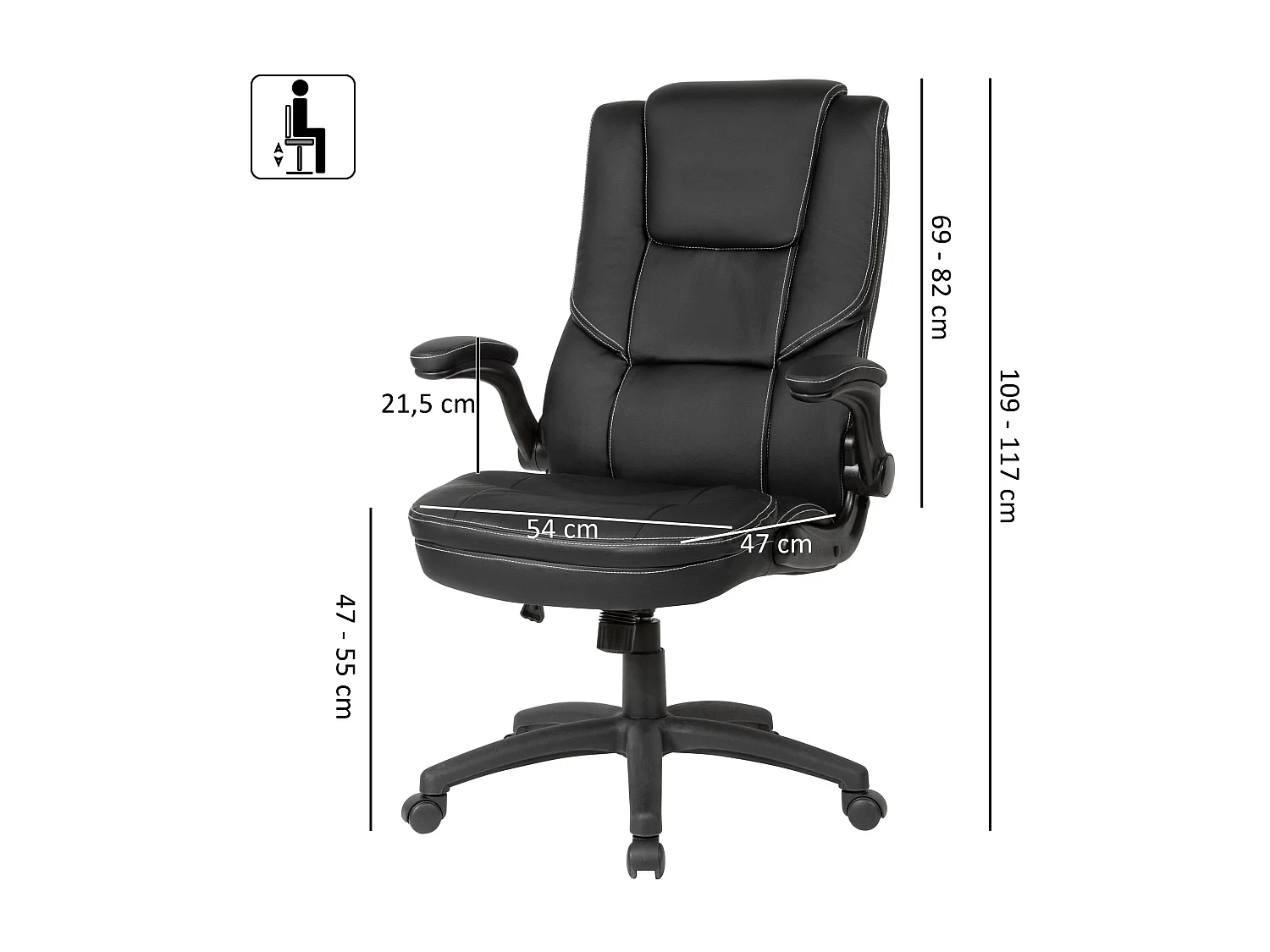 Chaise de Bureau Simili Cuir Fauteuil Ergonomique Siège Pivotante 120 kg