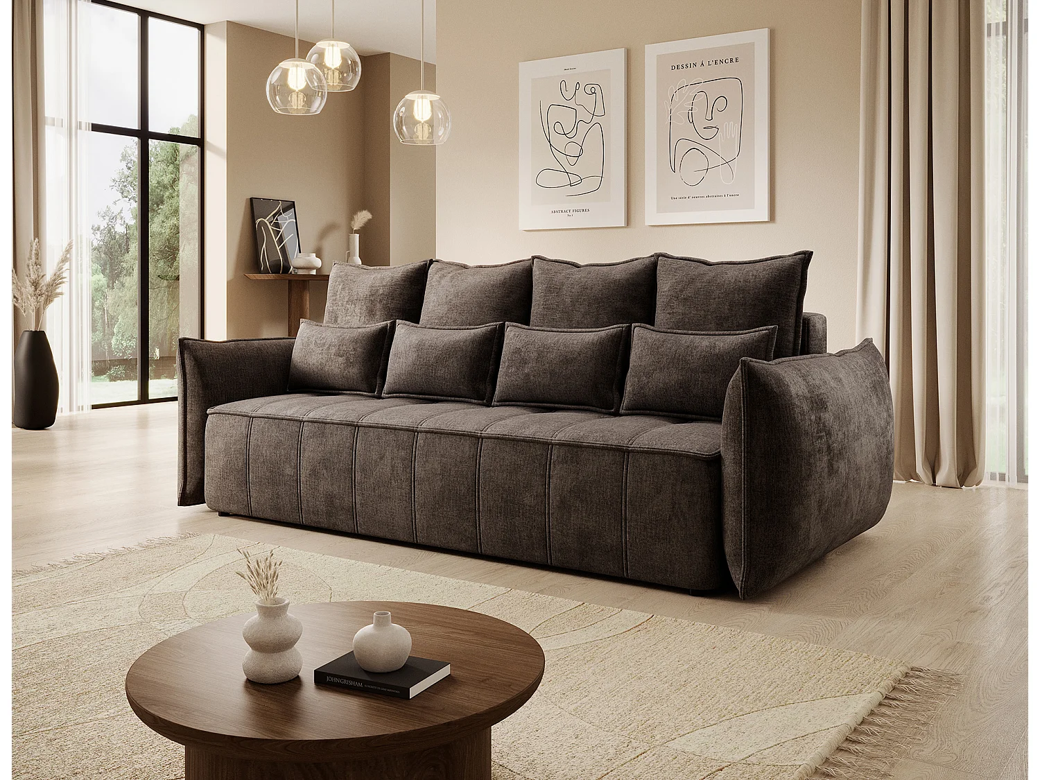 3 Pers. Canapé Venetia/Tissu/Marron