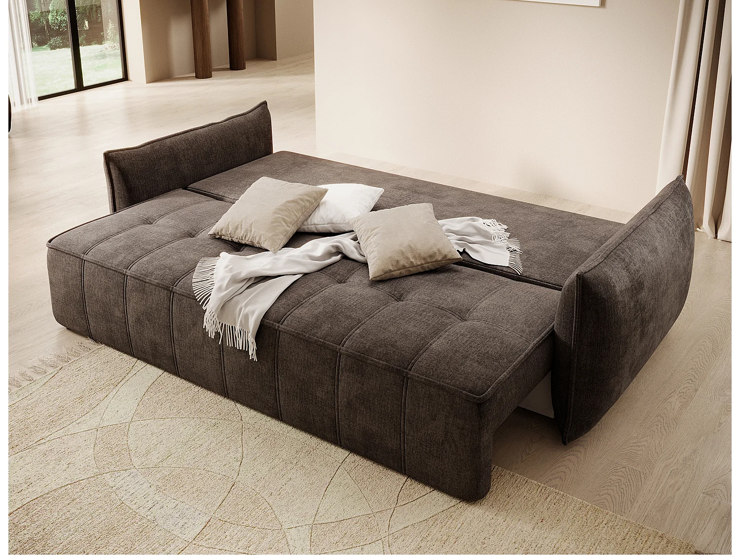 3 Pers. Canapé Venetia/Tissu/Marron