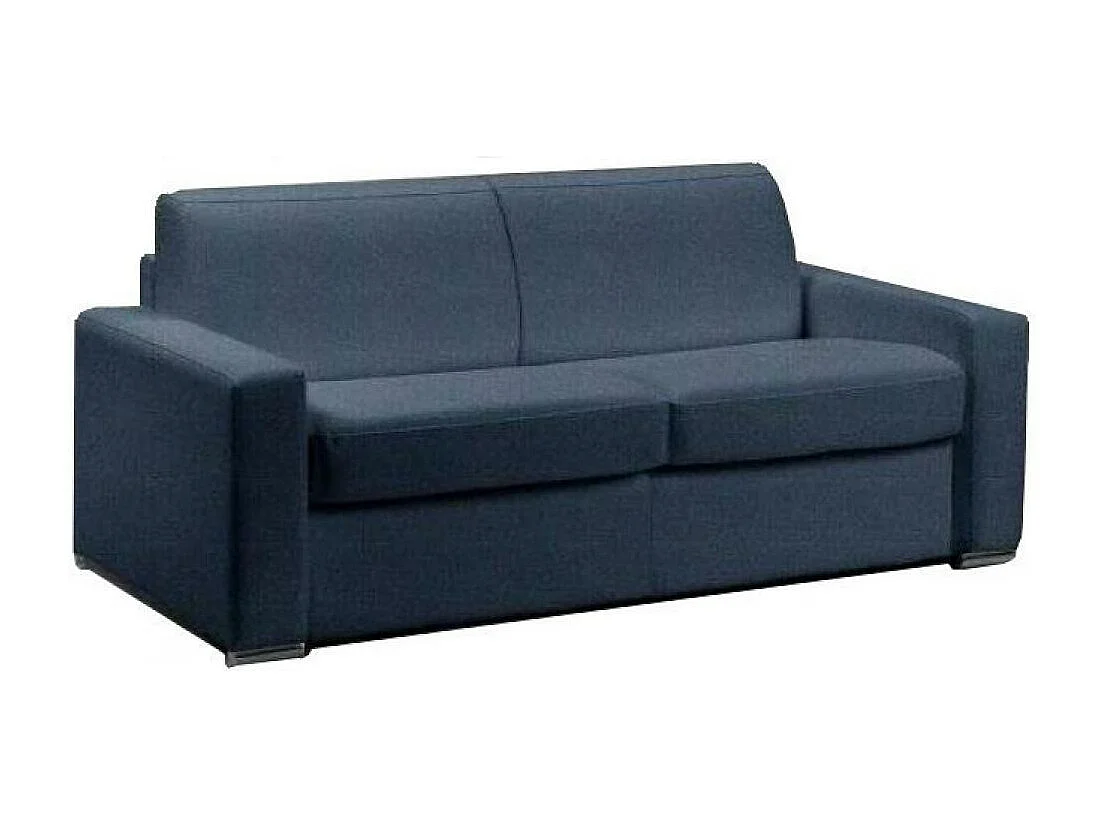 Canapé convertible express 140 IMPERIAL matelas 22 cm sommier lattes tweed Twist bleu nuit