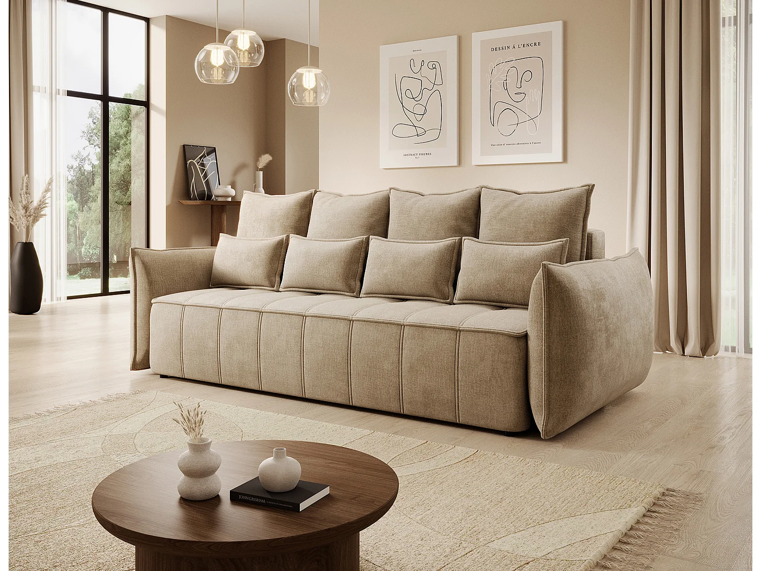 3 Pers. Couch Venetia/Stoffbezug/Braun