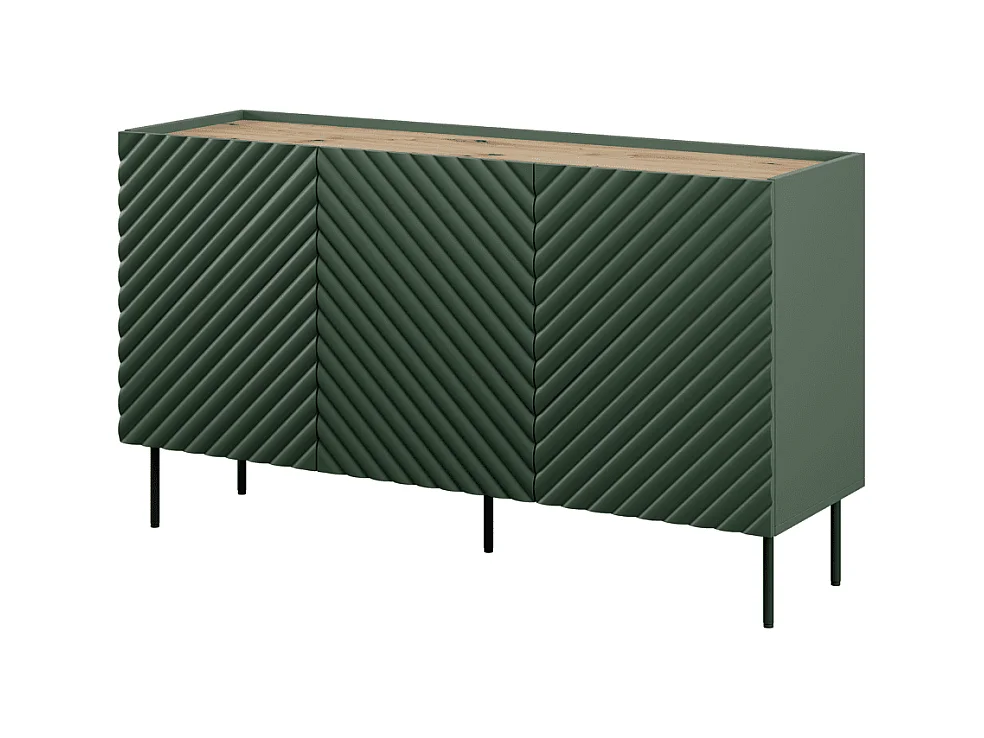 Buffet vert et bois 150 cm 3 portes 2 tiroirs Emile