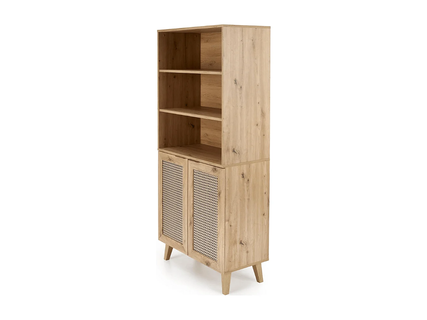 Credenza in rovere naturale e look rattan Kina