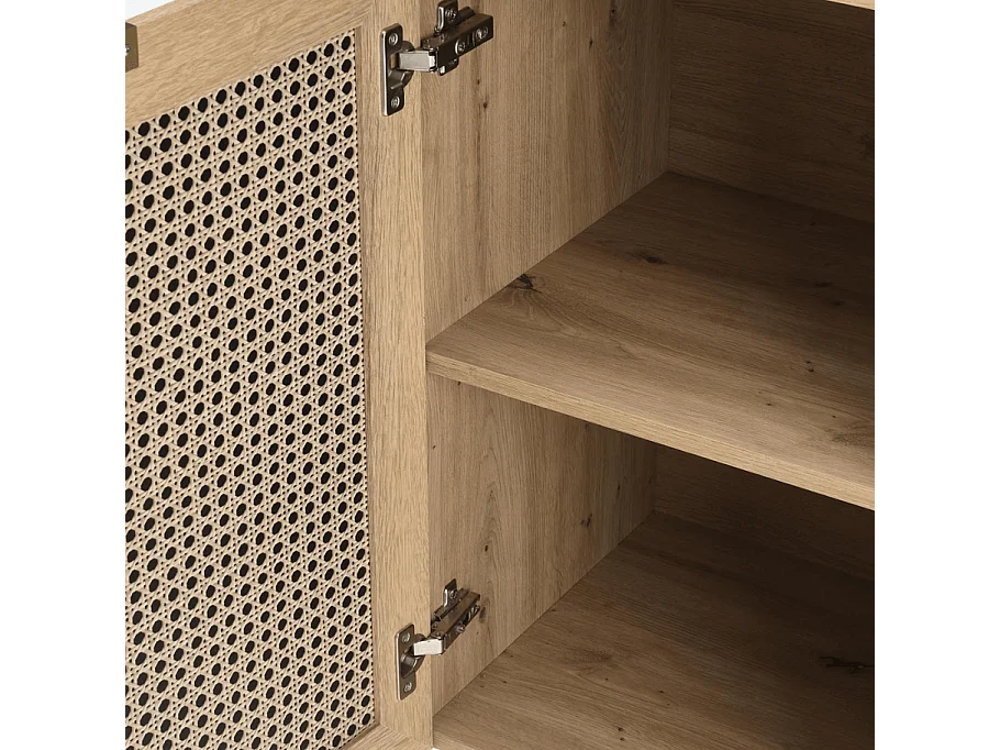 Credenza in rovere naturale e look rattan Kina