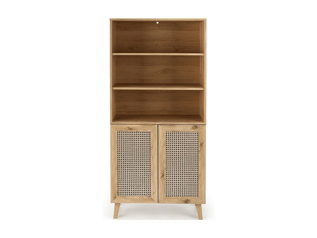 Credenza in rovere naturale e look rattan Kina