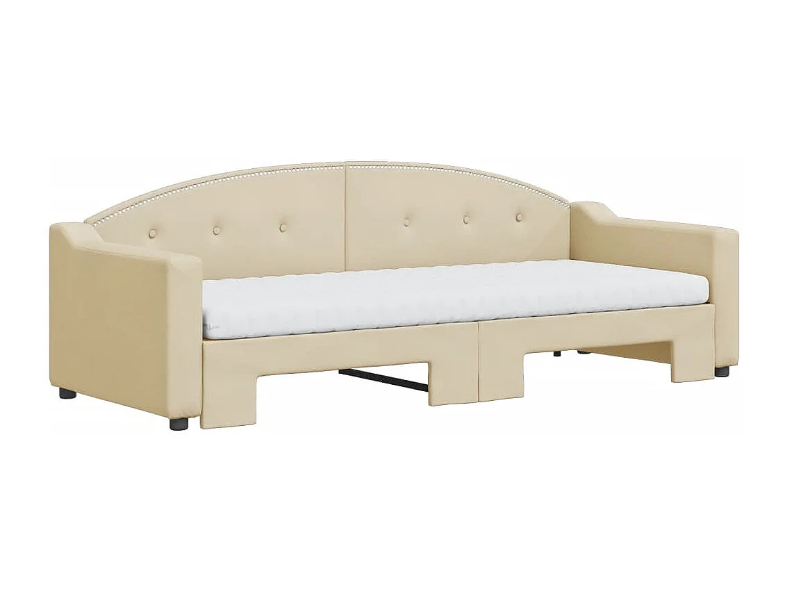 Sofá-cama c/ gavetão e colchões 80x200 cm tecido cor creme