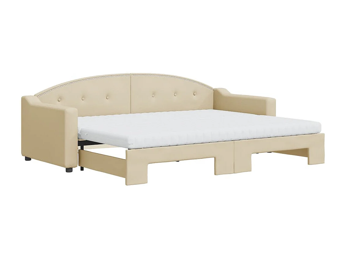 Divano Letto Estraibile con Materassi Crema 80x200 cm Tessuto