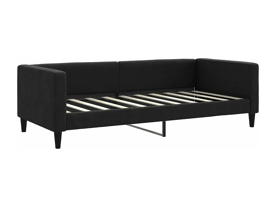 Divano Letto Estraibile con Materassi Nero 90x190 cm in Tessuto