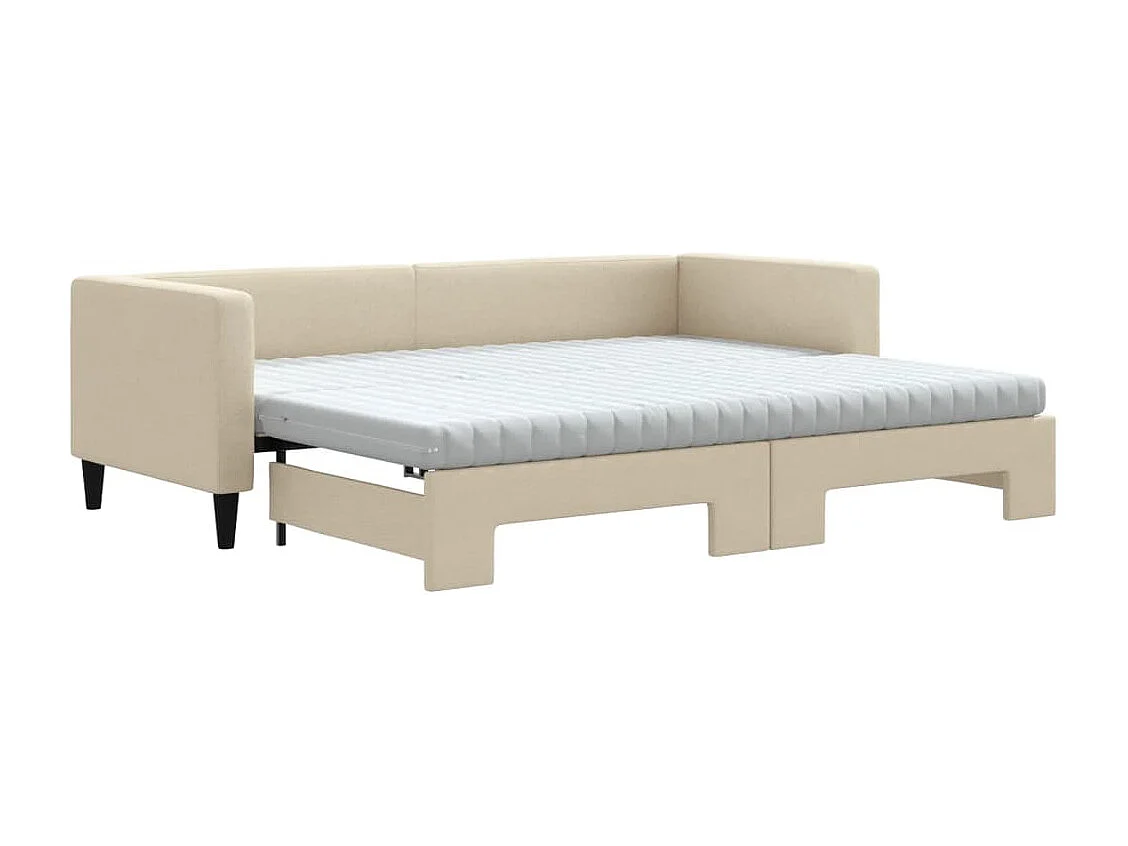 Sofá-cama c/ gavetão e colchões 80x200 cm tecido cor creme