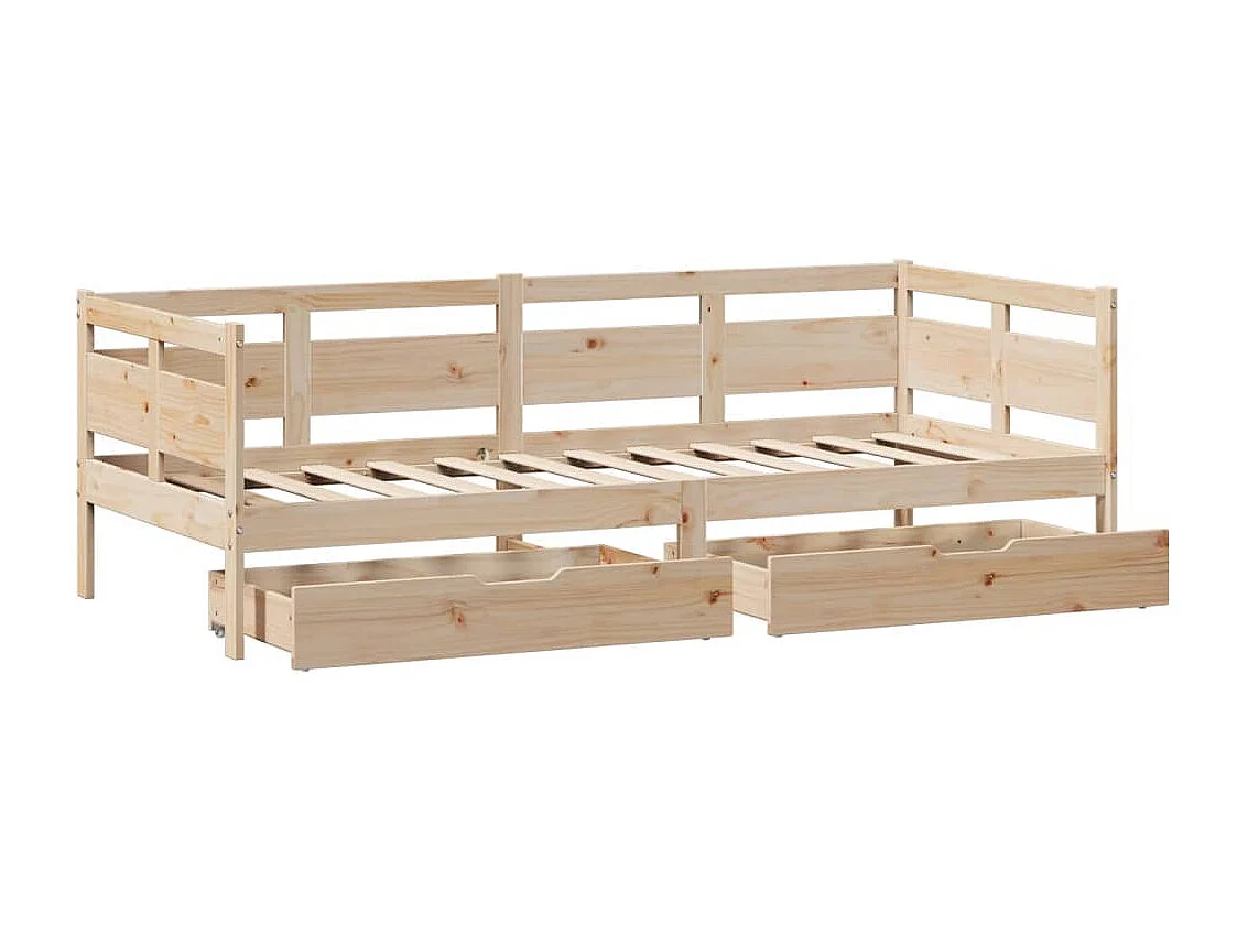 Dormeuse con Cassetti 80x200 cm in Legno Massello di Pino