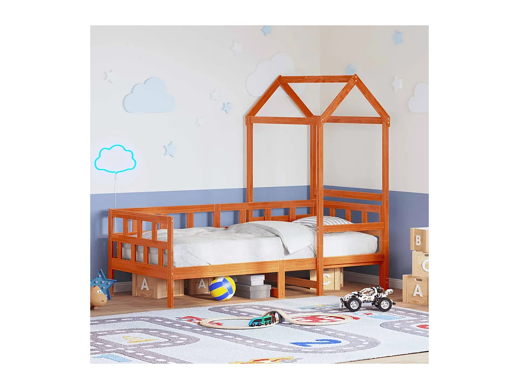 Lit de jour avec toit sans matelas 90x200 cm bois massif