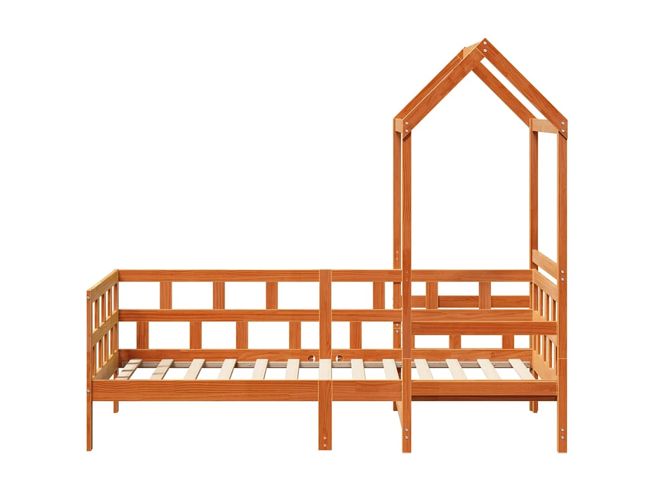 Dormeuse con Tetto Marrone Cera 90x200 cm Legno Massello Pino