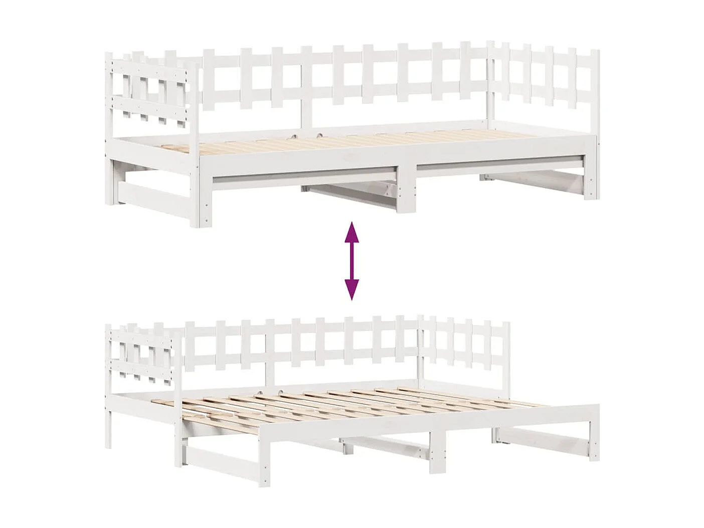 Letto Estraibile con Cassetti senza Materasso Bianco 90x190 cm