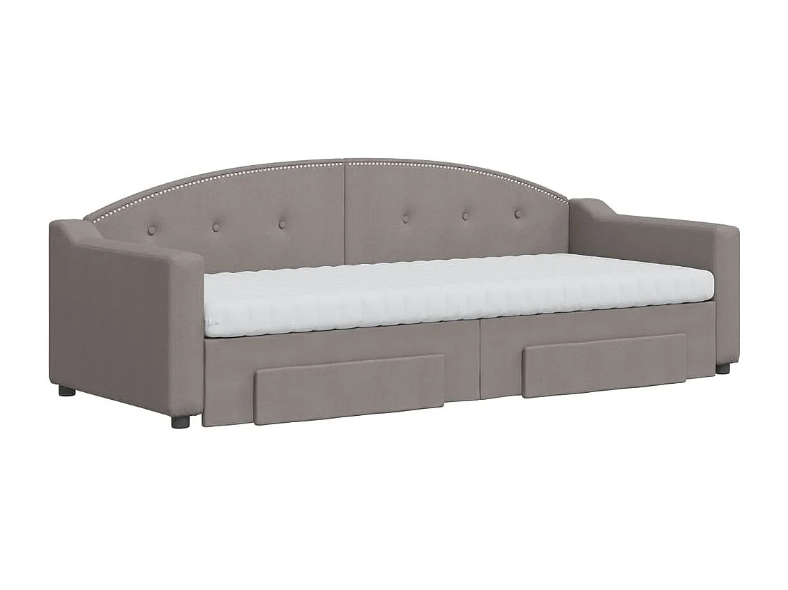 Divano Letto Estraibile con Cassetti Tortora 80x200 cm Tessuto