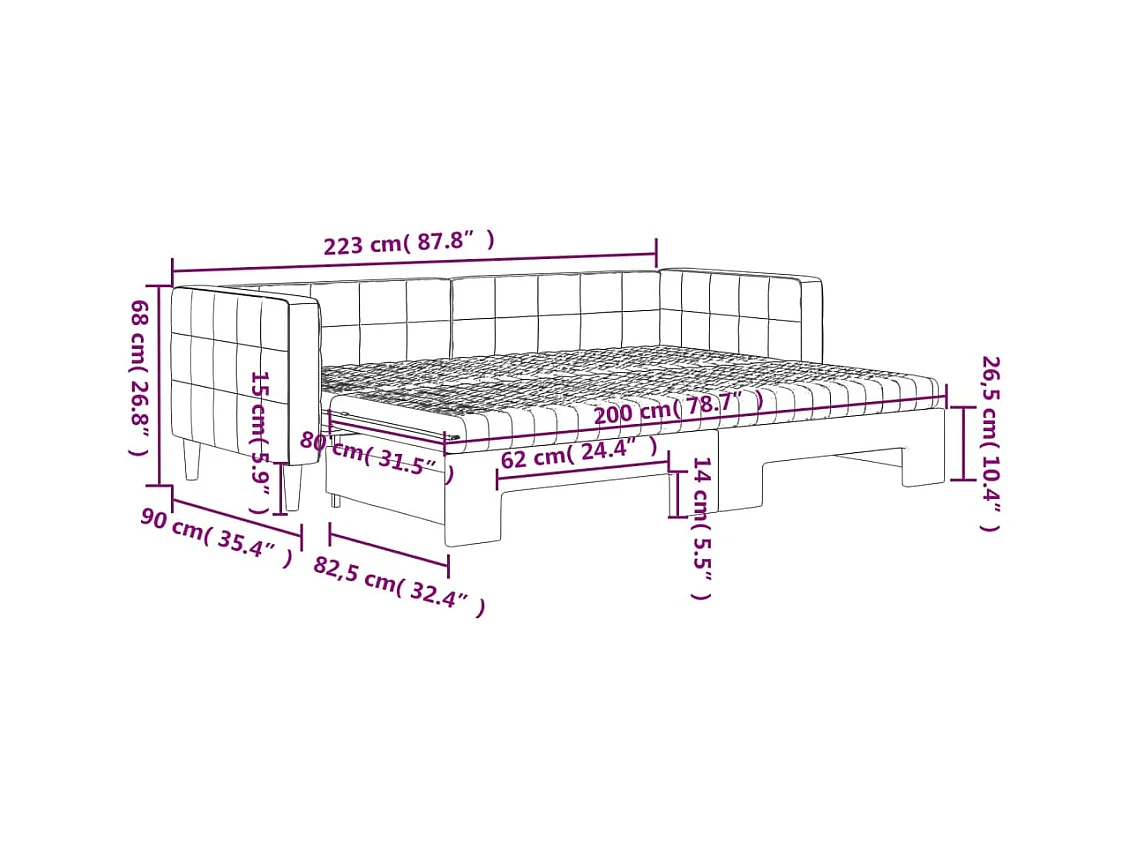 Tagesbett Ausziehbar mit Matratzen Dunkelgrün 80x200 cm Samt