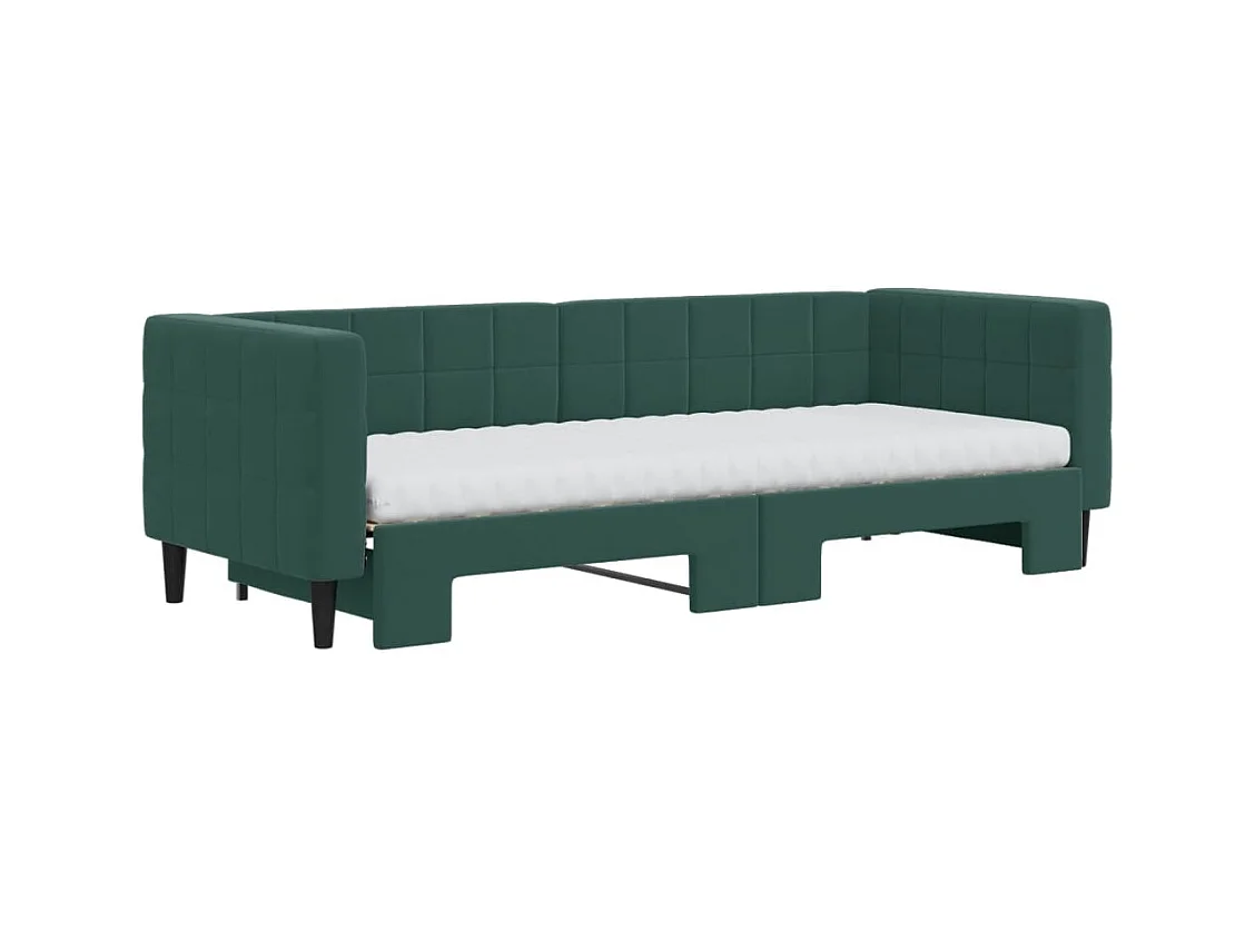 Tagesbett Ausziehbar mit Matratzen Dunkelgrün 80x200 cm Samt