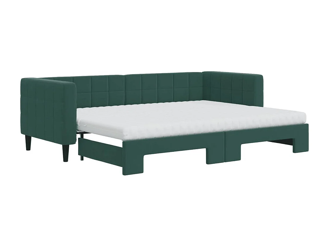 Divano Letto Estraibile Materassi Verde Scuro 80x200 Velluto