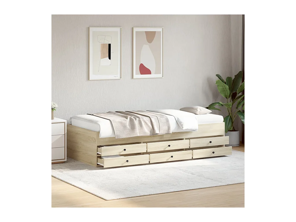 Tagesbett mit Schubladen ohne Matratze Sonoma-Eiche 75x190 cm