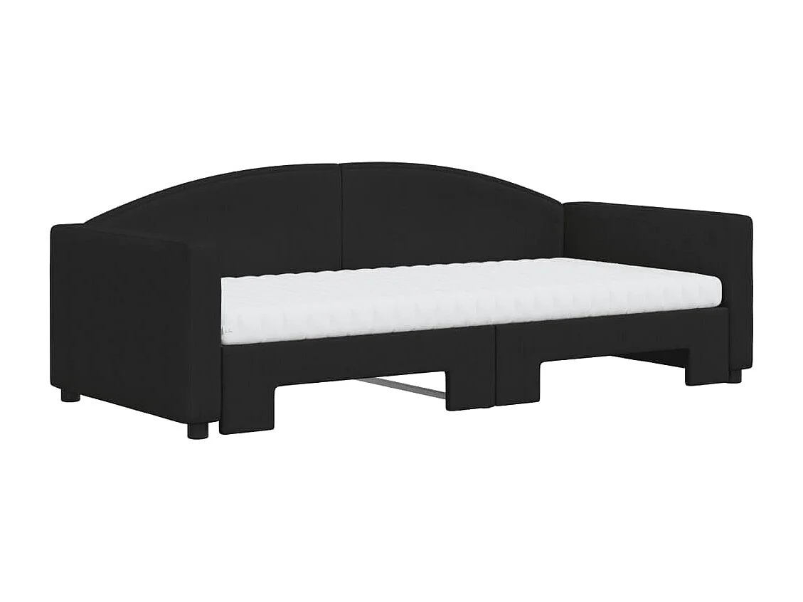 Tagesbett Ausziehbar mit Matratzen Schwarz 90x190 cm Stoff