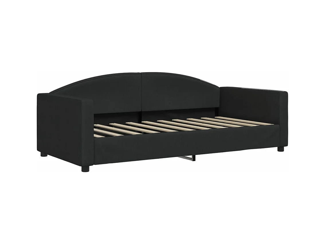 Lit de jour avec gigogne et matelas noir 90x190 cm tissu