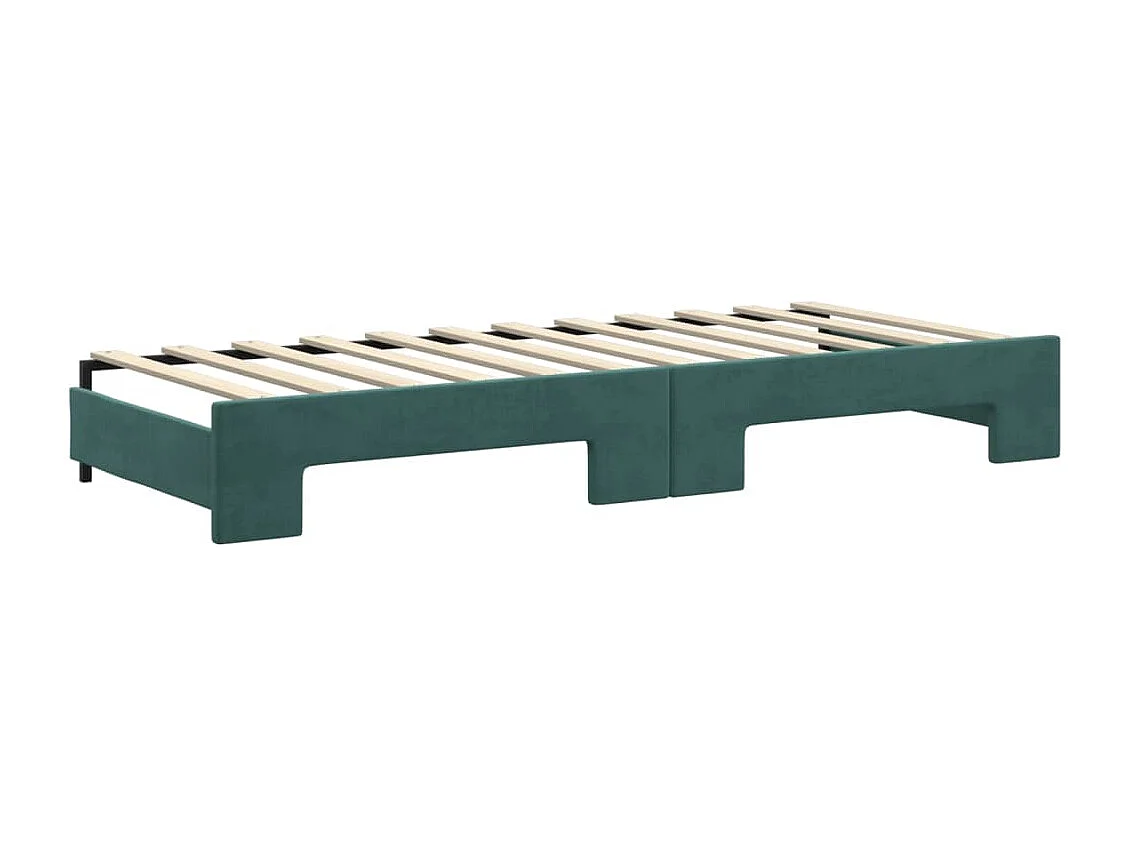 Divano Letto Estraibile Cassetti Verde Scuro 80x200cm Velluto