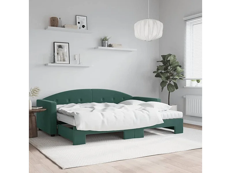 Divano Letto Estraibile Materassi Verde Scuro 80x200 Velluto